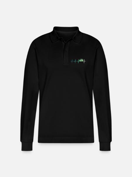 Karawanenherzschlag Camping Wohnwagen - Stanley/Stella Unisex Bio-Langarm-Poloshirt Prepster - Schwarz