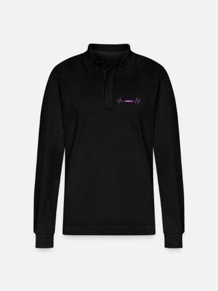 Linnea as a heartbeat - Stanley/Stella Organic Unisex Long-Sleeved Polo Shirt Prepster - black
