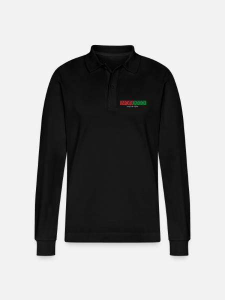 Morocco My Origin - Stanley/Stella Organic Unisex Long-Sleeved Polo Shirt Prepster - black