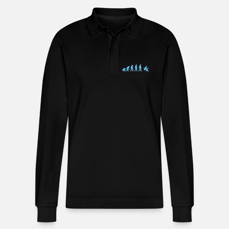 Evolution zur Büroarbeit - Stanley/Stella Unisex Bio-Langarm-Poloshirt Prepster - Schwarz