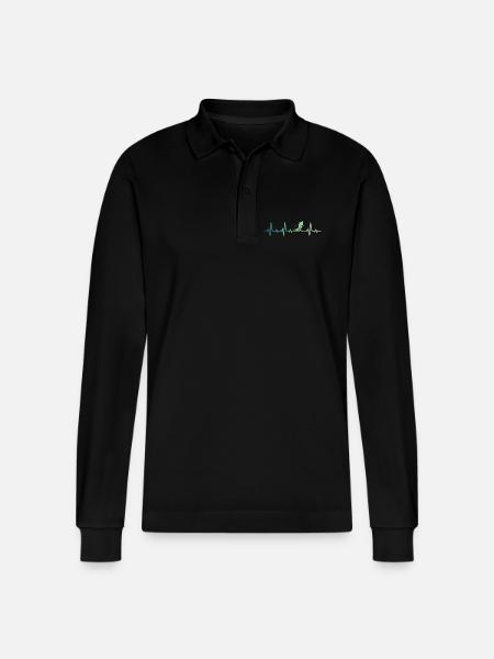 Skiing Skiing Heartbeat Skiing - Stanley/Stella Organic Unisex Long-Sleeved Polo Shirt Prepster - black