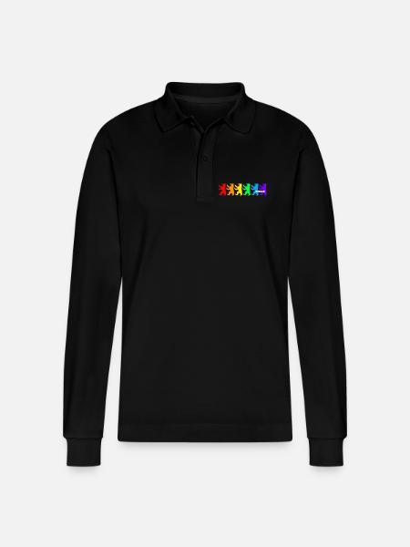 Berliner Bären / Regenbogenfarben - Stanley/Stella Unisex Bio-Langarm-Poloshirt Prepster - Schwarz
