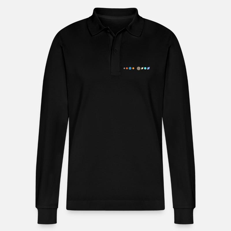 Solar system planets - Stanley/Stella Organic Unisex Long-Sleeved Polo Shirt Prepster - black