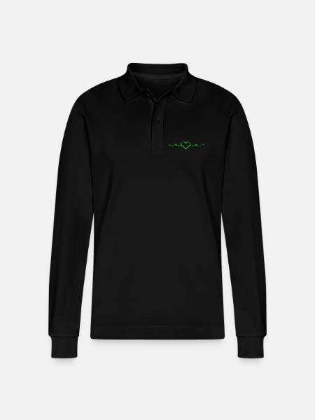 Cœur vert vert - Polo à manches longues bio PREPSTER Stanley/Stella Unisexe - noir