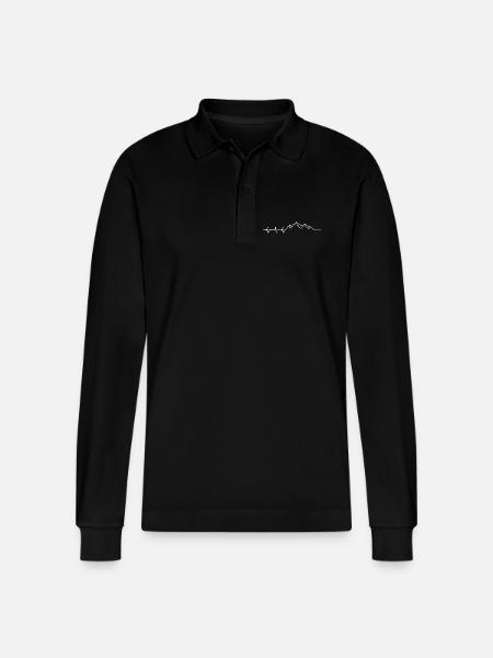 Heartbeat mountain - Stanley/Stella Organic Unisex Long-Sleeved Polo Shirt Prepster - black