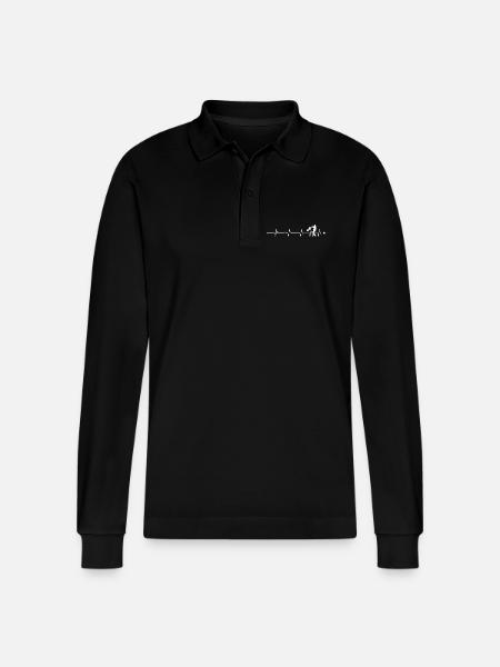 Heartbeat dad daughter - Stanley/Stella Organic Unisex Long-Sleeved Polo Shirt Prepster - black