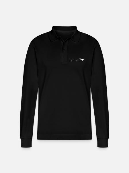 Heartbeat Handshake - Stanley/Stella Organic Unisex Long-Sleeved Polo Shirt Prepster - black