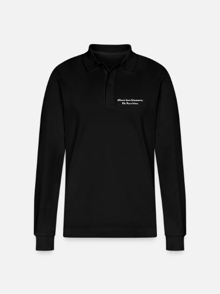 Where_love_blossoms-_life_flourishes- - Stanley/Stella Organic Unisex Long-Sleeved Polo Shirt Prepster - black