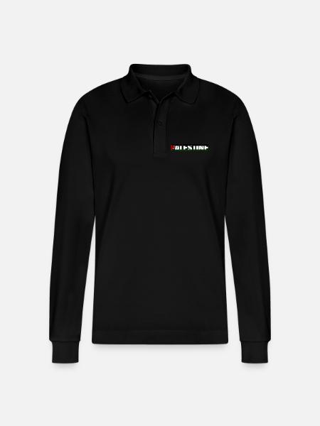 Palestine Lettering Design Flag - Stanley/Stella Organic Unisex Long-Sleeved Polo Shirt Prepster - black