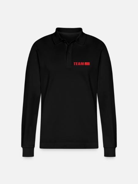Support Team China - Stanley/Stella Organic Unisex Long-Sleeved Polo Shirt Prepster - black