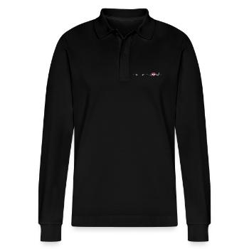 Croatian Heartbeat Flag - Stanley/Stella Organic Unisex Long-Sleeved Polo Shirt Prepster - black - Front - Anna (173cm) & Nico (186cm)