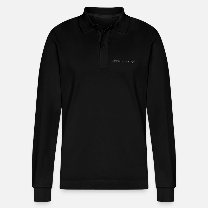 Herzschlag Berg - Stanley/Stella Unisex Bio-Langarm-Poloshirt Prepster - Schwarz
