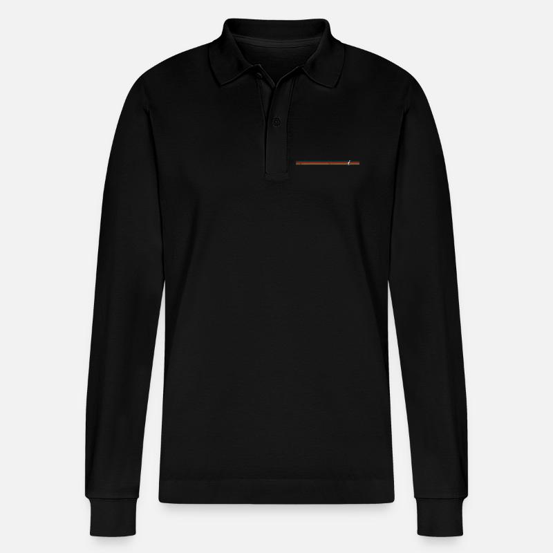 Giraffe auf bunter Streifenhintergrund - Stanley/Stella Unisex Bio-Langarm-Poloshirt Prepster - Schwarz