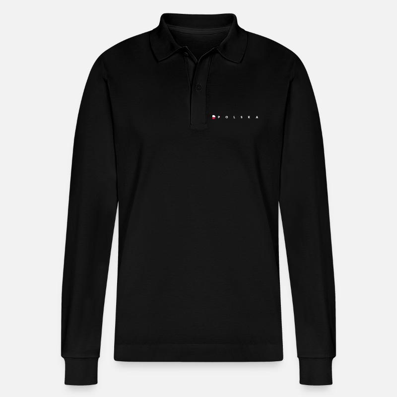 Polska-Flagge - Stanley/Stella Unisex Bio-Langarm-Poloshirt Prepster - Schwarz
