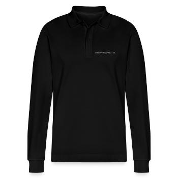 Growing through what I go through. - Stanley/Stella Organic Unisex Long-Sleeved Polo Shirt Prepster - black - Front - Anna (173cm) & Nico (186cm)