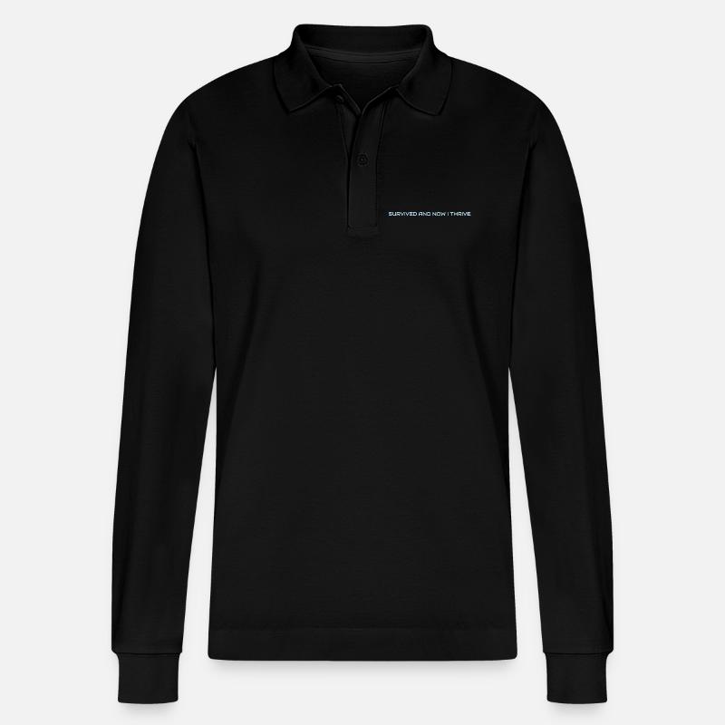 I_survived_and_now_I_thrive - Stanley/Stella Unisex Bio-Langarm-Poloshirt Prepster - Schwarz