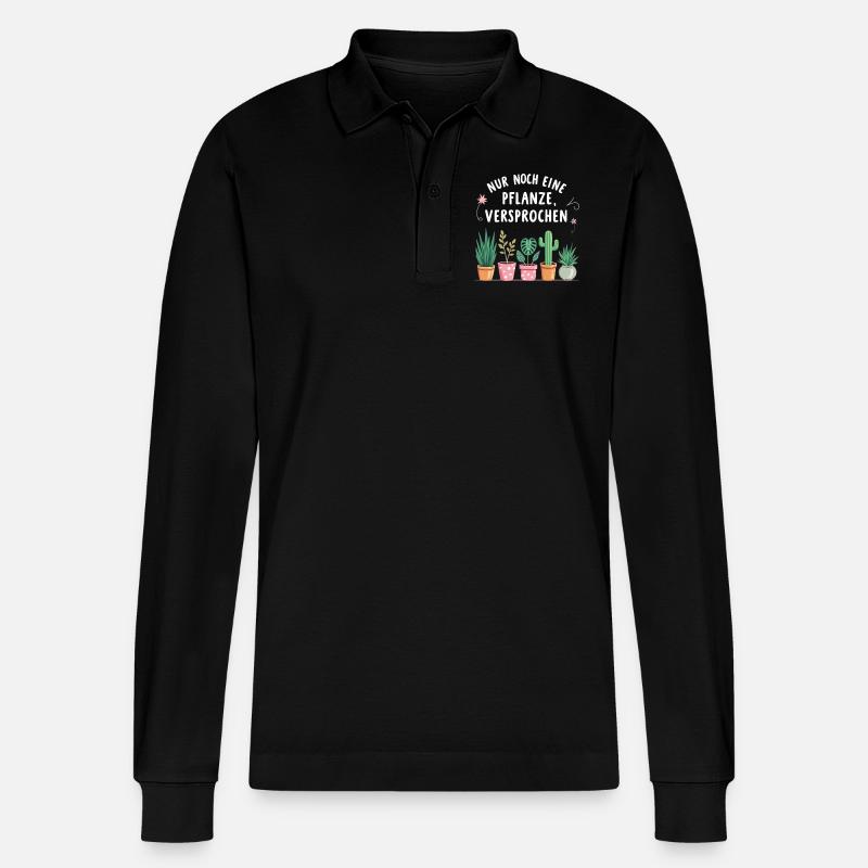 nur noch eine Pflanze, versprochen - Stanley/Stella Unisex Bio-Langarm-Poloshirt Prepster - Schwarz