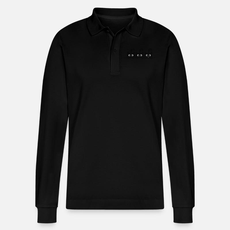 Neugierige Katzen - Stanley/Stella Unisex Bio-Langarm-Poloshirt Prepster - Schwarz
