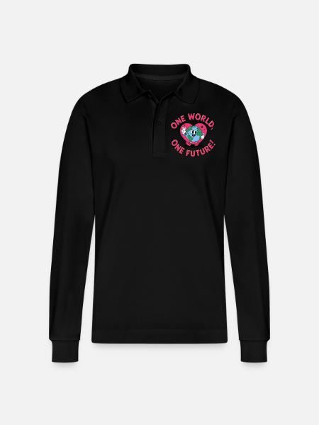 One World, One Future - Stanley/Stella Organic Unisex Long-Sleeved Polo Shirt Prepster - black