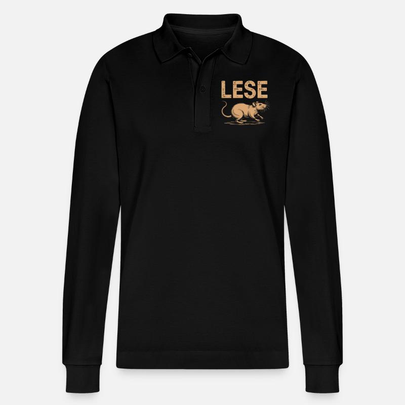 Leseratte – Bücherwurm & Lesezeichen-Fan - Stanley/Stella Unisex Bio-Langarm-Poloshirt Prepster - Schwarz