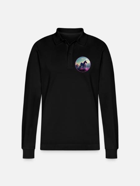 Unicorn - Stanley/Stella Organic Unisex Long-Sleeved Polo Shirt Prepster - black