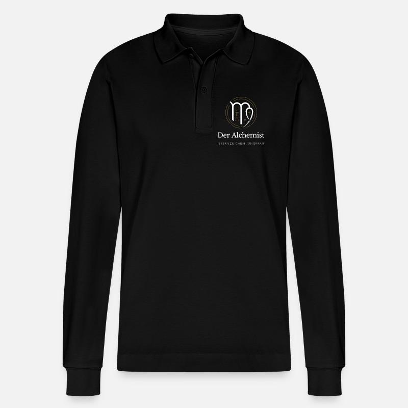 Jungfrau Alchemist Sternzeichen - Stanley/Stella Unisex Bio-Langarm-Poloshirt Prepster - Schwarz