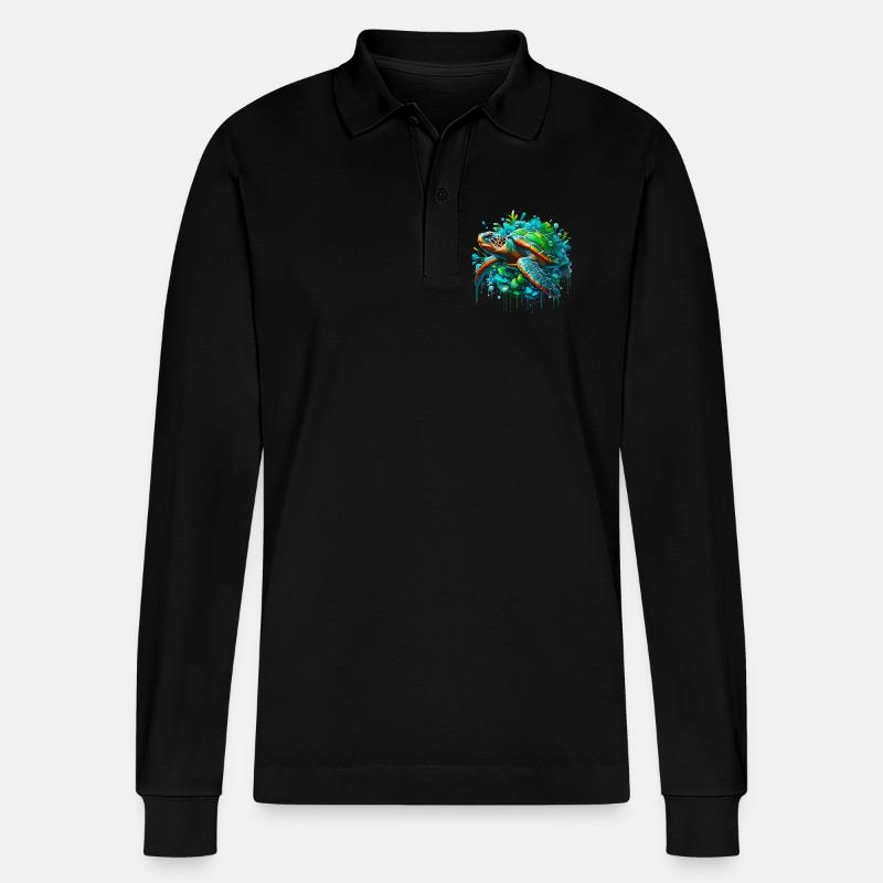 Schildkröte - Stanley/Stella Unisex Bio-Langarm-Poloshirt Prepster - Schwarz