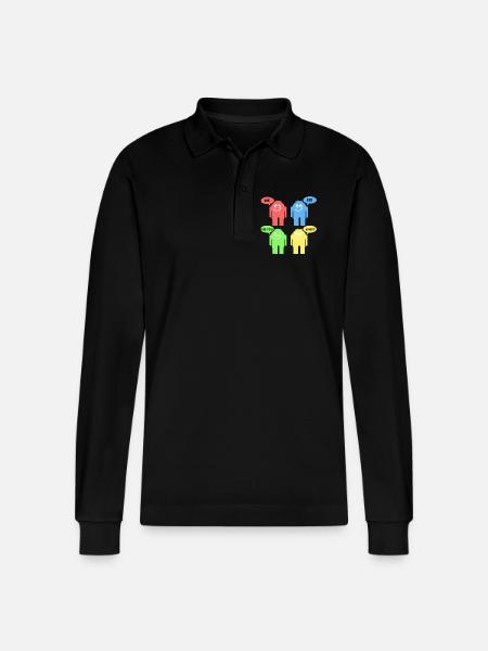 Lustige Männchen - Stanley/Stella Unisex Bio-Langarm-Poloshirt Prepster - Schwarz