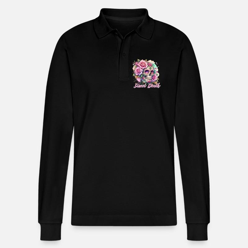 Fleurs Crâne Beauté Floraison - Polo à manches longues bio PREPSTER Stanley/Stella Unisexe - noir