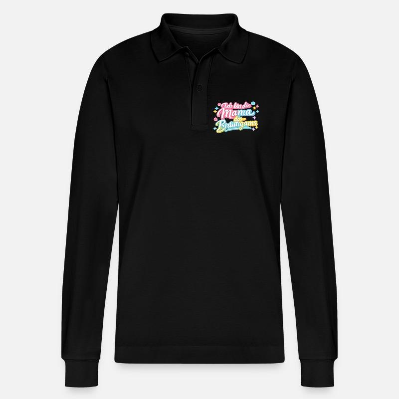 Mama des Bräutigams Geschenkidee - Stanley/Stella Unisex Bio-Langarm-Poloshirt Prepster - Schwarz