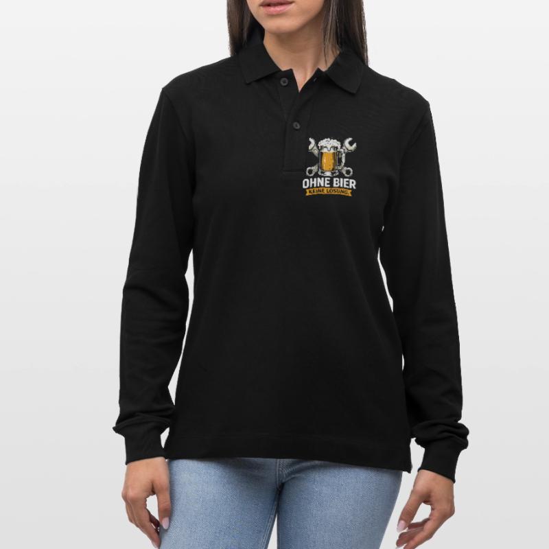 No solution without beer – Beer & Tools Shirt Stanley/Stella Organic Unisex Long-Sleeved Polo Shirt Prepster