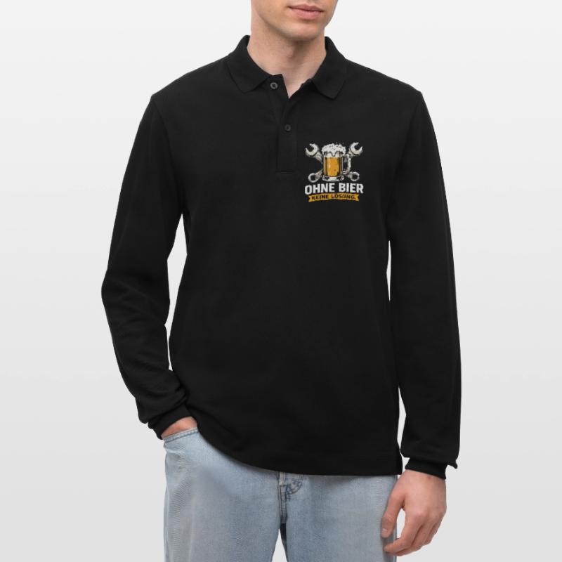 No solution without beer – Beer & Tools Shirt Stanley/Stella Organic Unisex Long-Sleeved Polo Shirt Prepster
