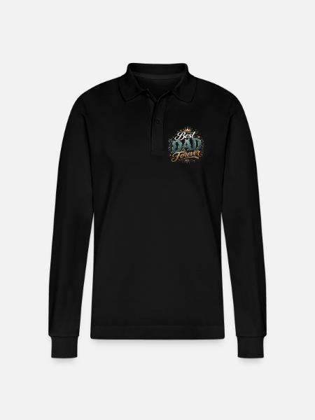 Best Forever Dad - Father's Day - Stanley/Stella Organic Unisex Long-Sleeved Polo Shirt Prepster - black