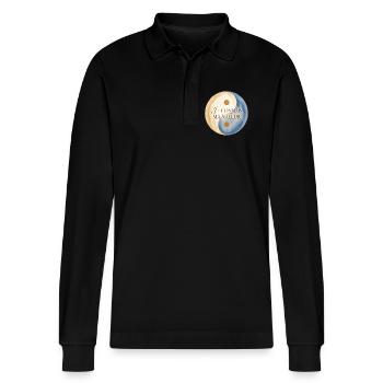 Yin Yang avec Cœur zen - Polo à manches longues bio PREPSTER Stanley/Stella Unisexe - noir - Devant - Anna (173cm) & Nico (186cm)