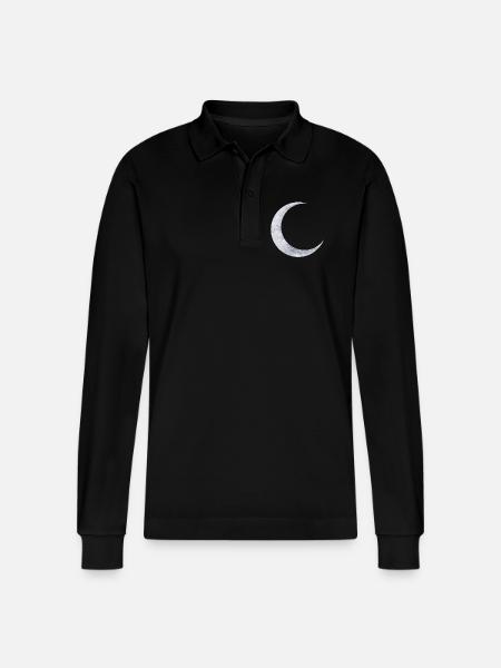 delicate shimmering silver moon - Stanley/Stella Organic Unisex Long-Sleeved Polo Shirt Prepster - black
