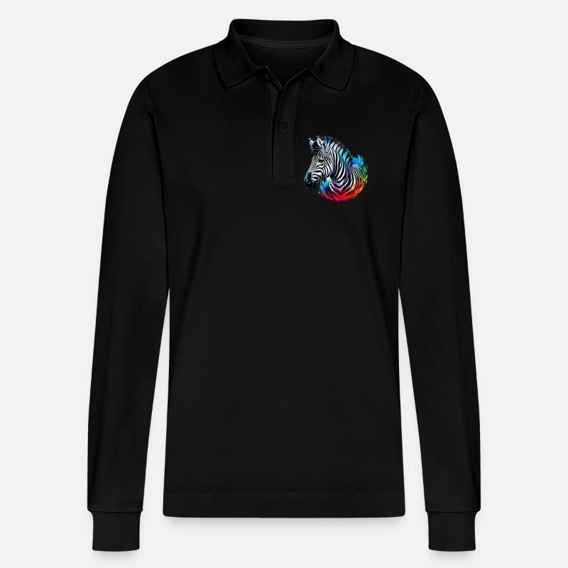 Zebra - Stanley/Stella Unisex Bio-Langarm-Poloshirt Prepster - Schwarz