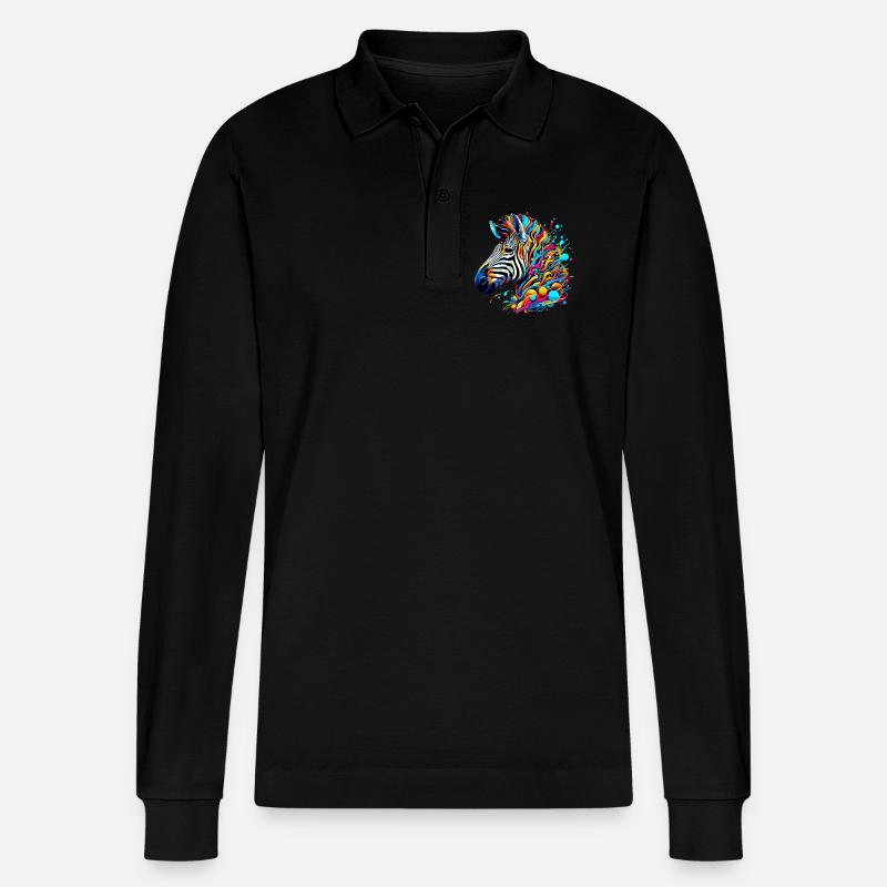 Zebra - Stanley/Stella Organic Unisex Long-Sleeved Polo Shirt Prepster - black
