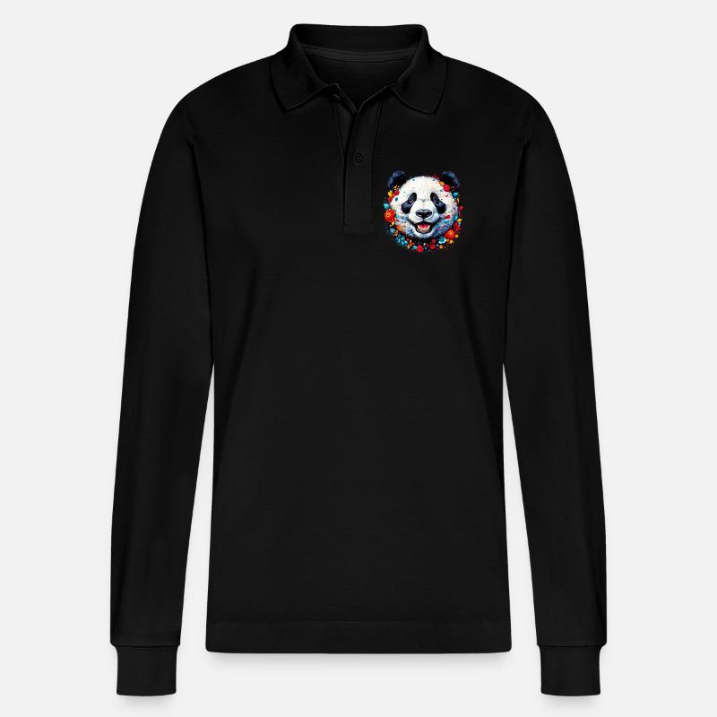 Panda - Stanley/Stella Unisex Bio-Langarm-Poloshirt Prepster - Schwarz