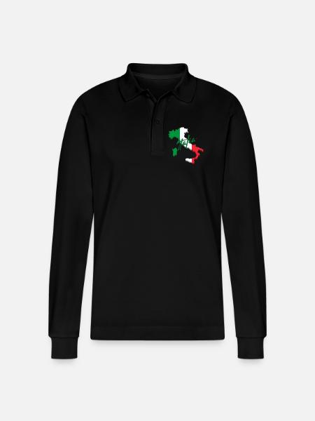 Flag of Italy, Italian pride - Stanley/Stella Organic Unisex Long-Sleeved Polo Shirt Prepster - black