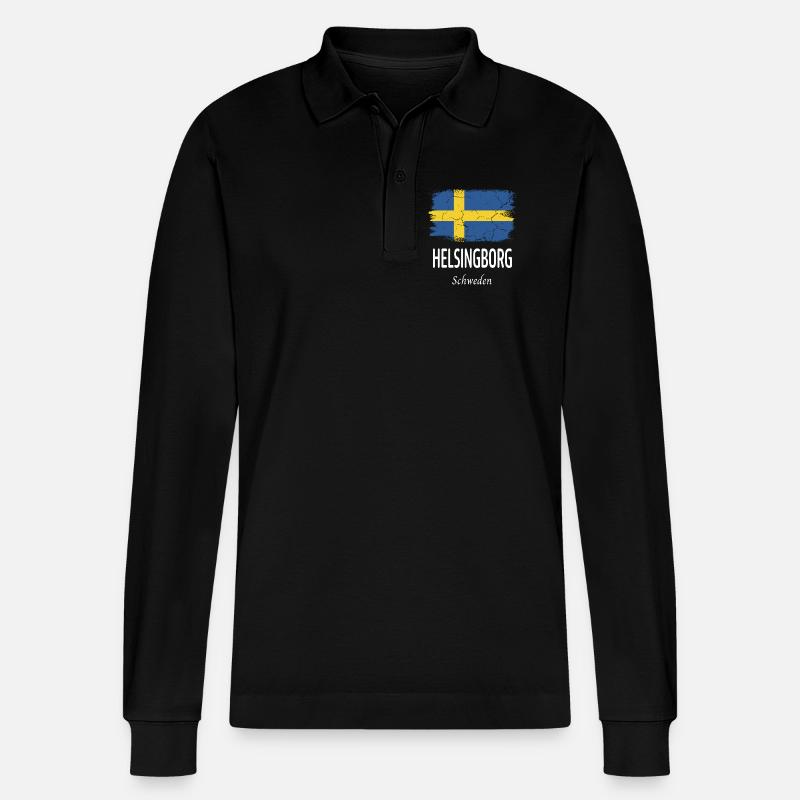 Helsingborg - Stanley/Stella Unisex Bio-Langarm-Poloshirt Prepster - Schwarz