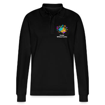 Kreatives Gehirnkunst Ohne Grenzen - Stanley/Stella Unisex Bio-Langarm-Poloshirt Prepster - Schwarz - Vorne - Anna (173cm) & Nico (186cm)