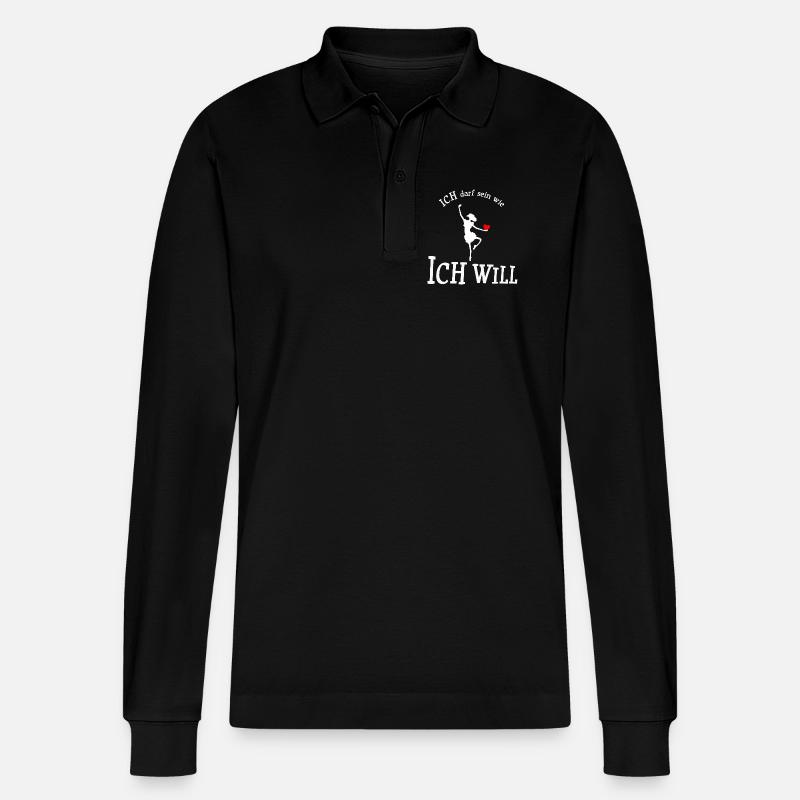 Ich darf sein wie ich will - Stanley/Stella Unisex Bio-Langarm-Poloshirt Prepster - Schwarz