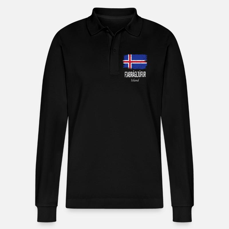 Fjaðrárgljúfur - Polo à manches longues bio PREPSTER Stanley/Stella Unisexe - noir