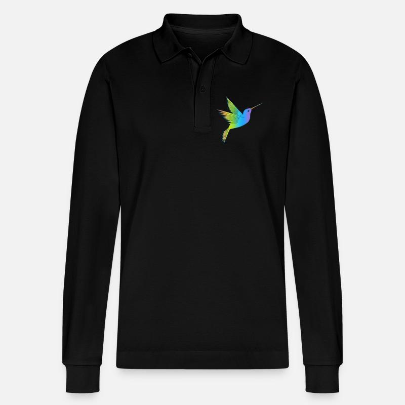 Regenbogenvogel - Stanley/Stella Unisex Bio-Langarm-Poloshirt Prepster - Schwarz