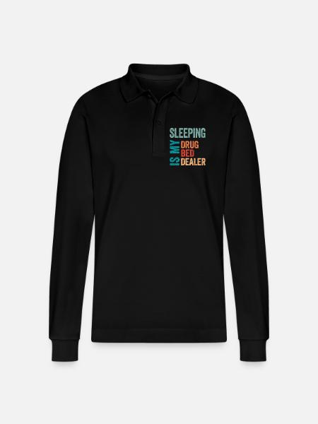 Funny Sleep Retro-Typografie - Stanley/Stella Unisex Bio-Langarm-Poloshirt Prepster - Schwarz