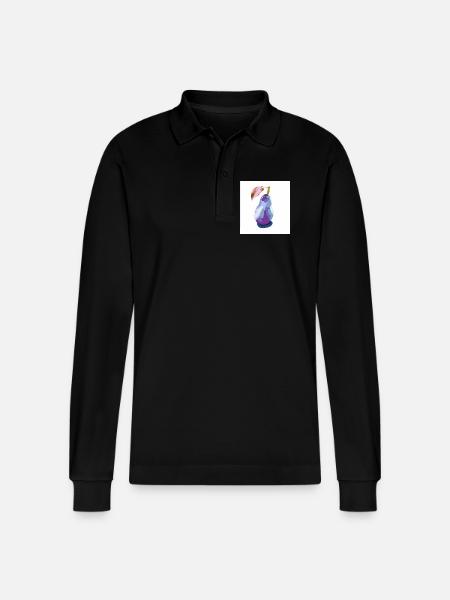 Pear in Pastels Abstract - Stanley/Stella Organic Unisex Long-Sleeved Polo Shirt Prepster - black