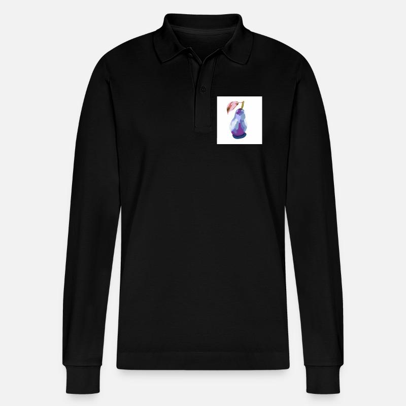 Pear in Pastels Abstract - Stanley/Stella Organic Unisex Long-Sleeved Polo Shirt Prepster - black