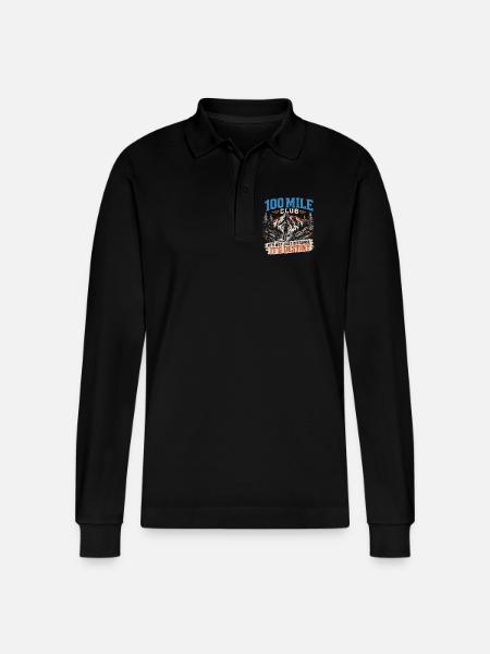 Trail Running - 100 Mile Club - Stanley/Stella Organic Unisex Long-Sleeved Polo Shirt Prepster - black