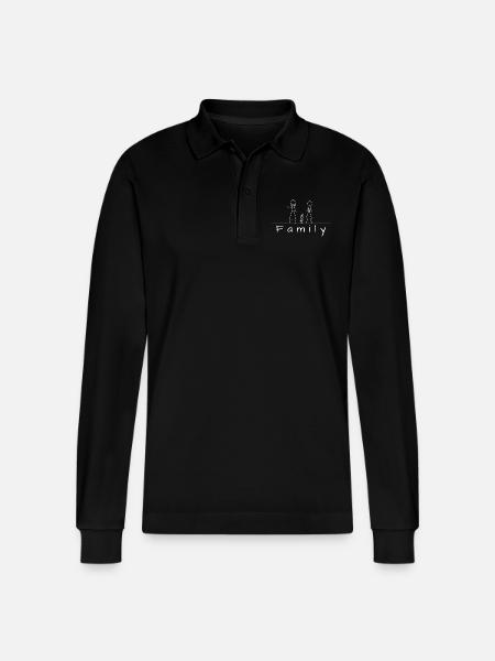 Stick figure family - Stanley/Stella Organic Unisex Long-Sleeved Polo Shirt Prepster - black