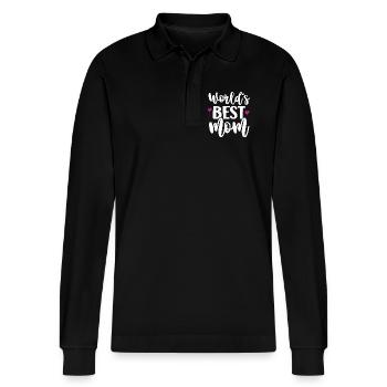 Die beste Mutter der Welt - Stanley/Stella Unisex Bio-Langarm-Poloshirt Prepster - Schwarz - Vorne - Anna (173cm) & Nico (186cm)